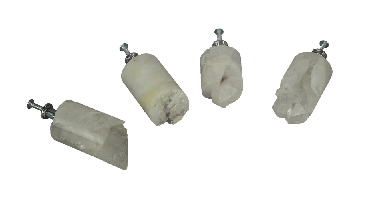 White Quartz Crystal Core Drawer Handles Cabinet Pulls Furniture Decor Set of 4